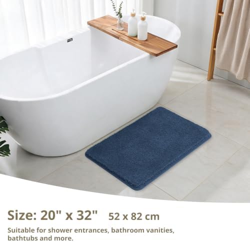 Polyester Bathroom Rug 20"x32" Navy Blue, Non-Slip Soft Bath Mat - Image 2