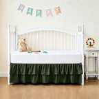 Ruffled Crib Bed Skirt, Olive Green, Soft Double Layer - Image 2