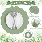 120 Pcs Sage Green Paper Placemat, Disposable Scalloped Wedding Placemats - Image 3
