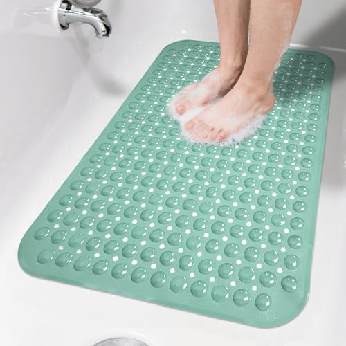 Non Slip Bathtub Mat Bath Shower Mat Mars Green 17"x30" Standard by NaolotureHome