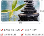 Shower Mat Non Slip 26.8 x 15.1 Inches, Spa Black Stones Bamboo Bathtub Mat - Image 4