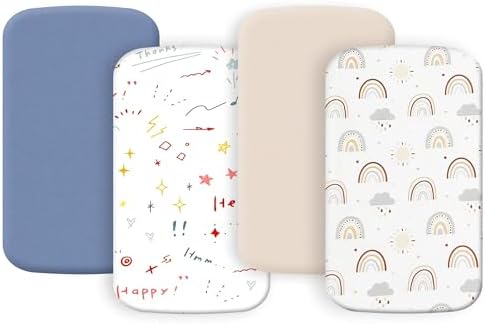 4 Pack Bassinet Sheets 19" x 33" Compatible by Haleeone