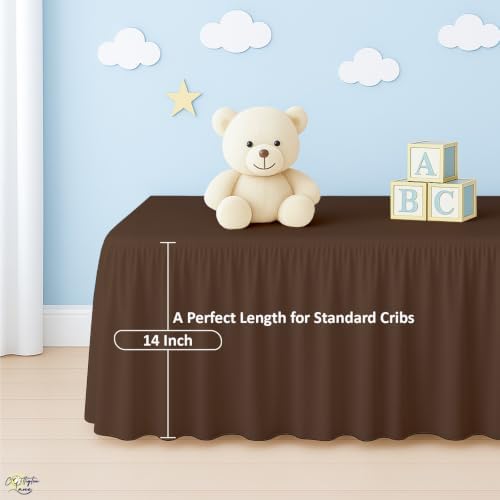 Cottington Lane Chocolate Crib Skirt Dust Ruffle 14" Drop, Fits 28" x 52" - Image 5