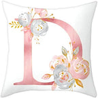 Throw Pillow Covers Alphabet Decorative Pillow Cases ABC Letter Flowers Cushion by Eanpet