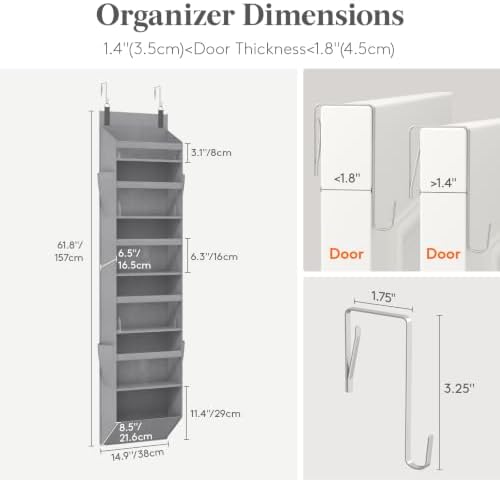 Lifewit 1 Pack Over the Door Organizer, 6 Section Hanging Storage - Image 2
