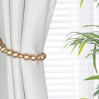 2 Pack Wood Bead Curtain Tieback, Boho Curtain Holdbacks - Image 3