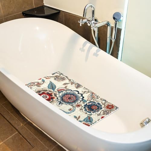 Shower Mat Non Slip 26.8 x 15.1 Inches, Paisley Florals Bathtub Mat Shower - Image 5