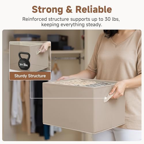 StorageWorks Storage Baskets for Shelves, Light Brown, Extra Large - Image 4