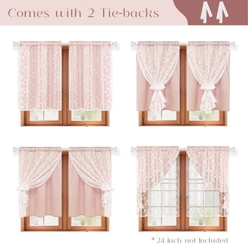 ASPMIZ Linen Pink Kitchen Tier Curtains 36 Inch Length, Double Layered Kitchen - Image 3