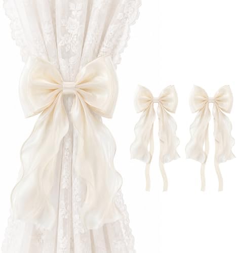 VIS'V Curtain Tiebacks, French Silky Bow Curtain Holdbacks by VISV