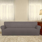 PureFit Stretch Couch Covers for Sofa 4 Seater Slipcovers Taupe - Image 2