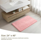 Polyester Bathroom Rug 24"x40" Pink, Non-Slip Soft Shaggy Bath Mat - Image 2