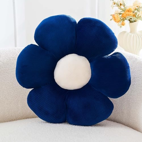 Kcvvcr Navy Flower Pillow, 17.7" Cute Flower Shaped Floor Pillow, Aesthetic by Kcvvcr