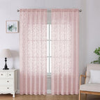 Lecloud Leia Blush Pink Sheer Curtains 90 Inches Long 2 Panels, Airy Leaf by Lecloud