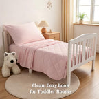 BEDSUM 4pc Toddler Cooling Bedding Set, Rayon Made from Bamboo, Light Pink - Image 2