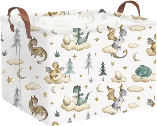 Rectangular Dinosaur Baskets, Watercolor cute dragon fairy tale kids nursery by FXOCSHE