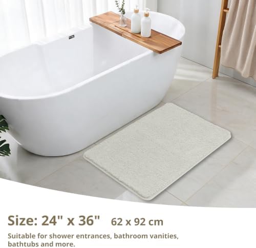 Polyester Bathroom Rug 24"x36" Light Gray, Non-Slip Soft Bath Mat - Image 2