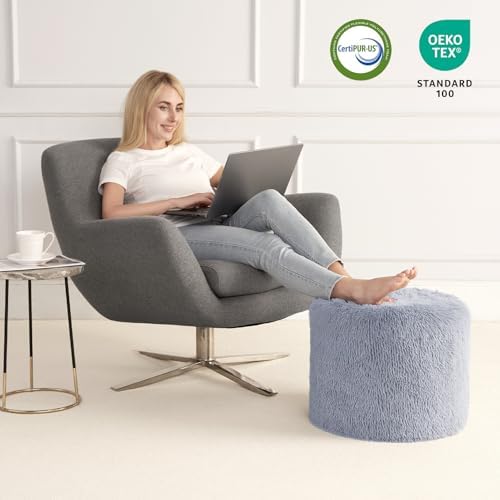 Hansleep Round Pouf Ottoman Foot Rest, 20 x 15 Inch - Image 6