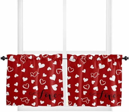 Vandarllin Red Valentine's Day Kitchen Curtains and Valances Set, Valentines - Image 5