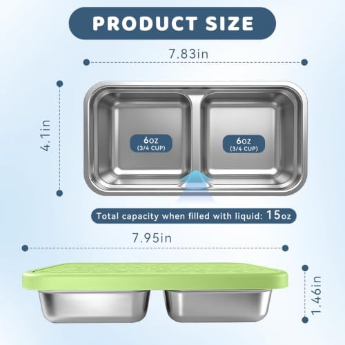 15 oz Snack Containers for Kids, Stainless Steel Lunch Box 3 Pack - Image 2