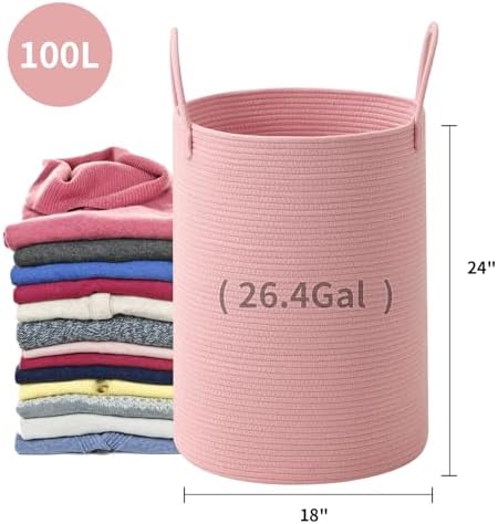 Laundry Basket Hamper Tall Rope Storage Woven - Image 3