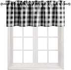Hiasan Black and White Buffalo Plaid Curtains Valances, 52W x 18L, 1 Panel - Image 2