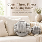 Petrella Light Gray Knot Pillow Ball, 8 Inch Round Accent Decorative Pillow - Image 6