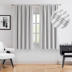 ZJDECOR Short Black Striped Full Blackout Curtain Panels - Image 2