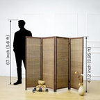Furnnylane 4 Panel Short Room Divider Screen, Small Bamboo Panel Divider - Image 2