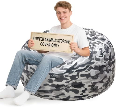 Lukeight Stuffed Animal Storage Bean Bag Chair Cover by Lukeight