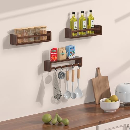 Floating Wall Nursery Book Shelves, 16.5 Inch, Walnut Color - Image 4