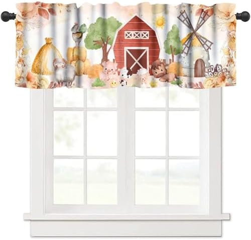 Kids Farm Animals Window Valance, Cartoon Rustic Farm Animal Funny Farmhouse - Image 6