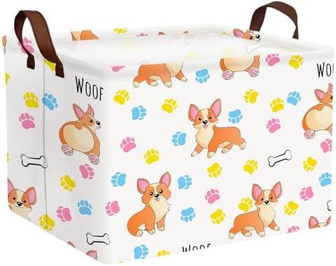 Medium Dog Toy Storage Basket Collapsible Pet Bin Box by BOOHIT