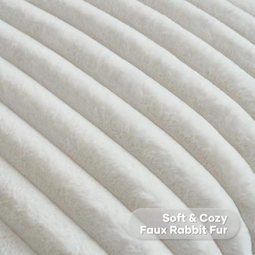 FUTEI Pack of 2 Faux Fur Throw Pillow Covers 28x28 Inch, Cream White - Image 2