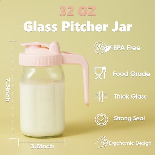 32oz Glass Pitcher with Lid & V-shaped Pour Spout - Image 6