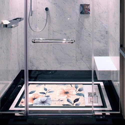 Shower Mat Non Slip 26.8 x 15.1 Inches, Dragonflies Flower Bathtub Mat Shower - Image 6