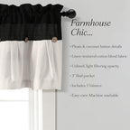 Lush Decor Linen Button Farmhouse Valance Curtians 52"W x 18"L Black & White - Image 6