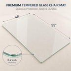 46 x 55 Inch Glass Chair Mat, 1/5 Inch Thick Tempered Glass Office Chair Mat - Image 2