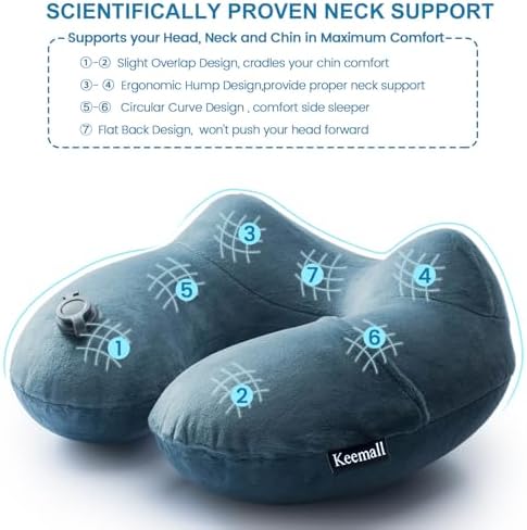 Keemall Inflatable Travel Neck Pillow, Cervical Support - Image 5