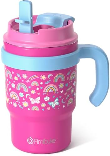 16oz Kids Insulated Tumbler w/Handle, Kids Toddler Water Bottle Sippy Cups by Fimibuke