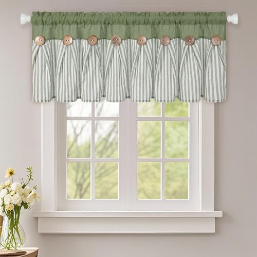 ASPMIZ Farmhouse Cotton Linen Valances by ASPMIZ