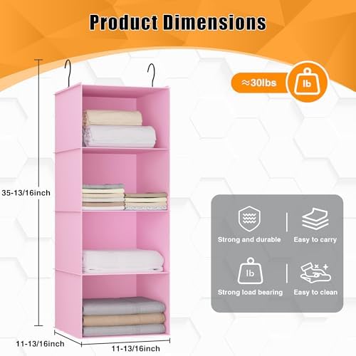 Hanging Closet Organizer 4-Shelf, Oxford Fabric Wardrobe Storage - Image 3