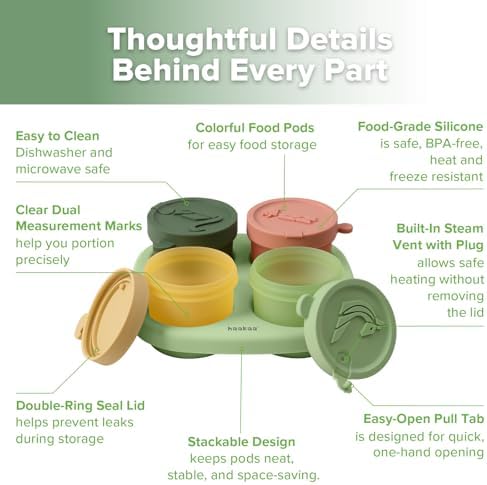 Haakaa Silicone Baby Food Containers, 4oz/120ml Baby Food Jars - Image 5