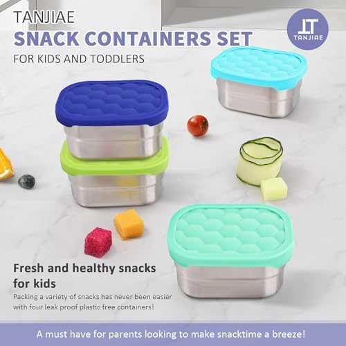 Tanjiae 4Pack 8oz Small Stainless Steel Snack Containers - Image 3