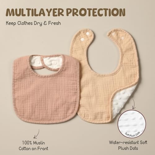 POIKSHARK 6-Pack Muslin Baby Bibs - Image 2