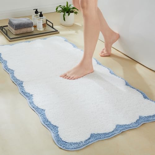Ohocut Luxury Microfiber Scalloped Runner Rug, Floor Carpet, Anti Slip by Ohocut