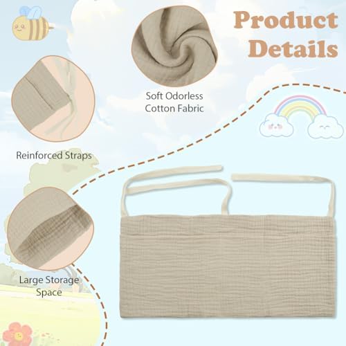 flintronic Cotton Baby Bedside Hanging Storage Bag, Baby Bed Storage Hanging Bag - Image 3