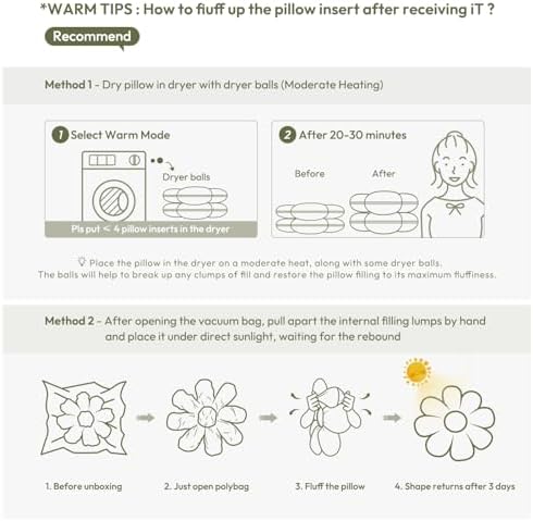 Sioloc Flower Shaped Throw Pillow, Fun Daisy Pillow, 19.7" White Cute - Image 4