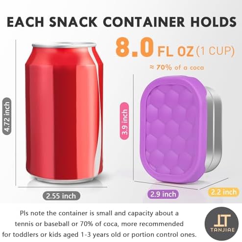 Tanjiae 4Pack Small 8oz Stainless Steel Snack Containers - Image 2