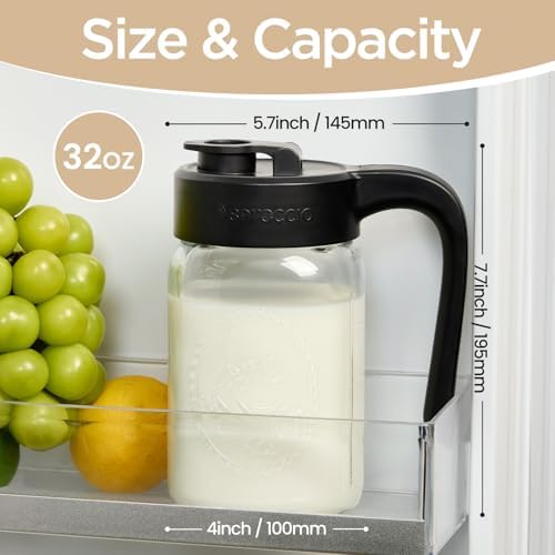 Mason Jar Pitcher, 32 oz, Glass Pitcher - Image 2